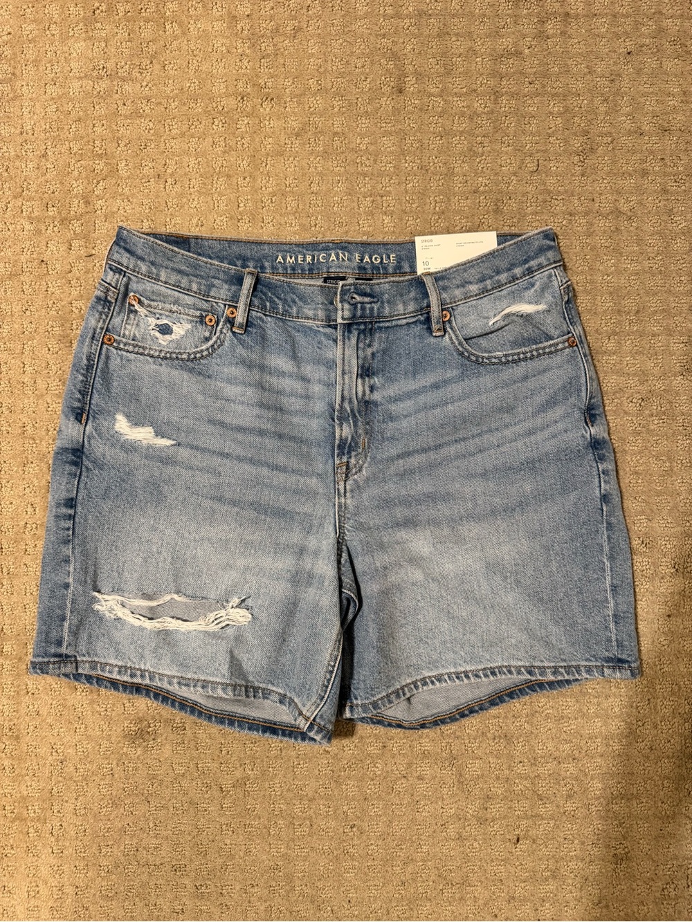 American Eagle Outfitters Light Wash Distressed Denim Shorts